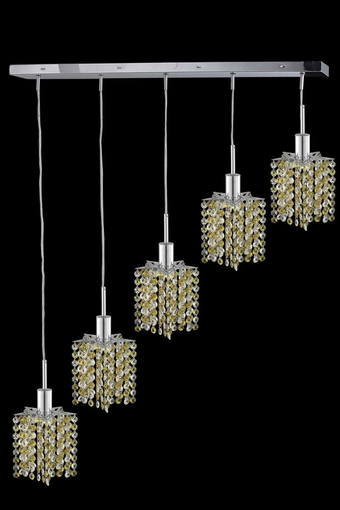 C121-1385D-O-P-RO/RC By Elegant Lighting Mini Collection 5 Light Chandeliers Chrome Finish