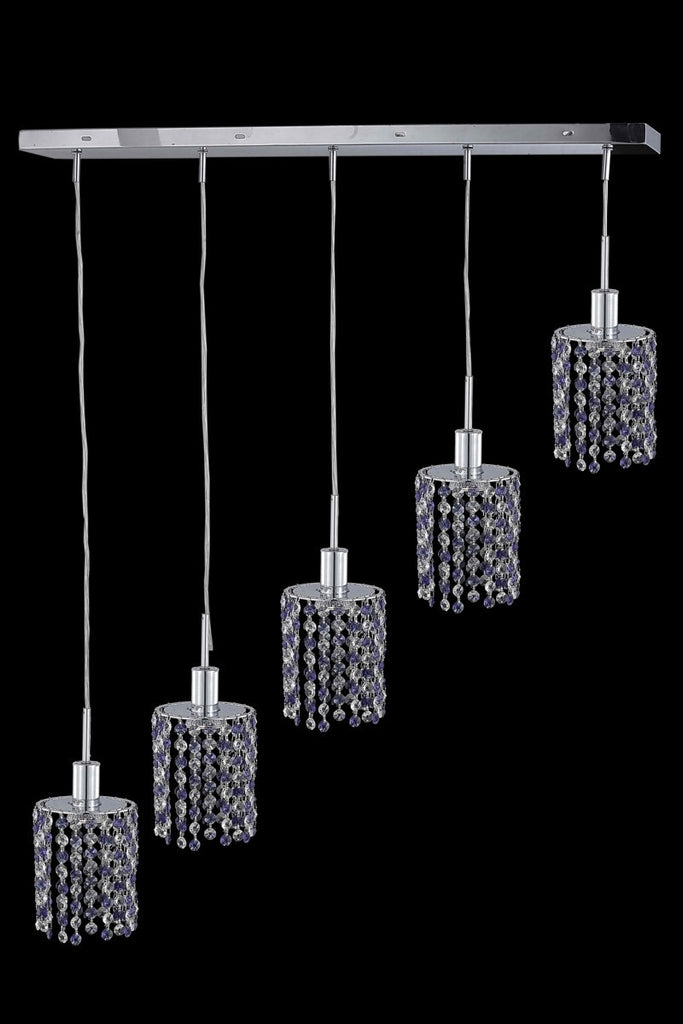C121-1385D-O-R-JT/RC By Elegant Lighting Mini Collection 5 Light Chandeliers Chrome Finish