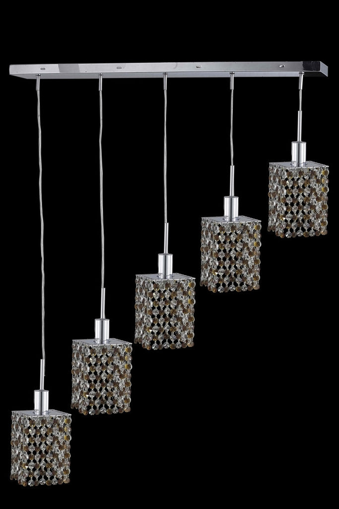 C121-1385D-O-S-BO/RC By Elegant Lighting Mini Collection 5 Light Chandeliers Chrome Finish