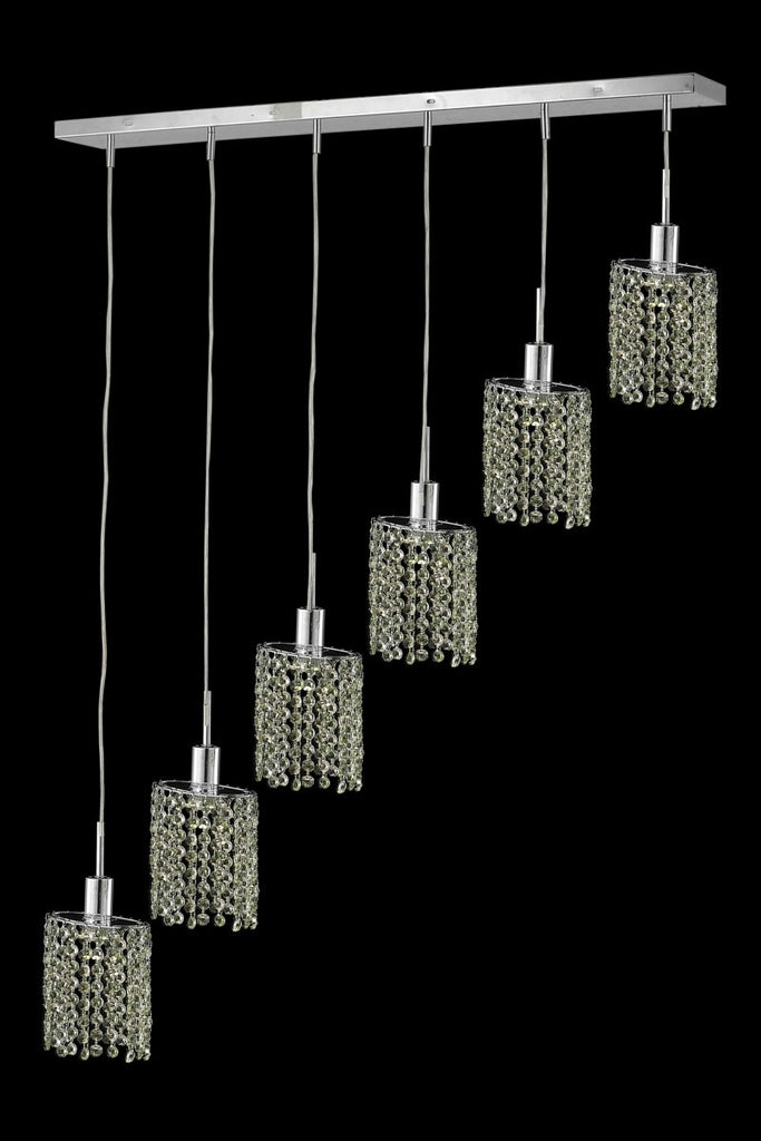 C121-1386D-O-E-BO/RC By Elegant Lighting Mini Collection 6 Light Chandeliers Chrome Finish