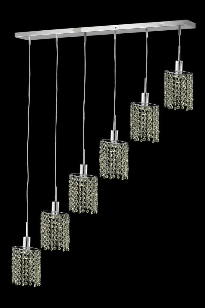 C121-1386D-O-E-RO/RC By Elegant Lighting Mini Collection 6 Light Chandeliers Chrome Finish
