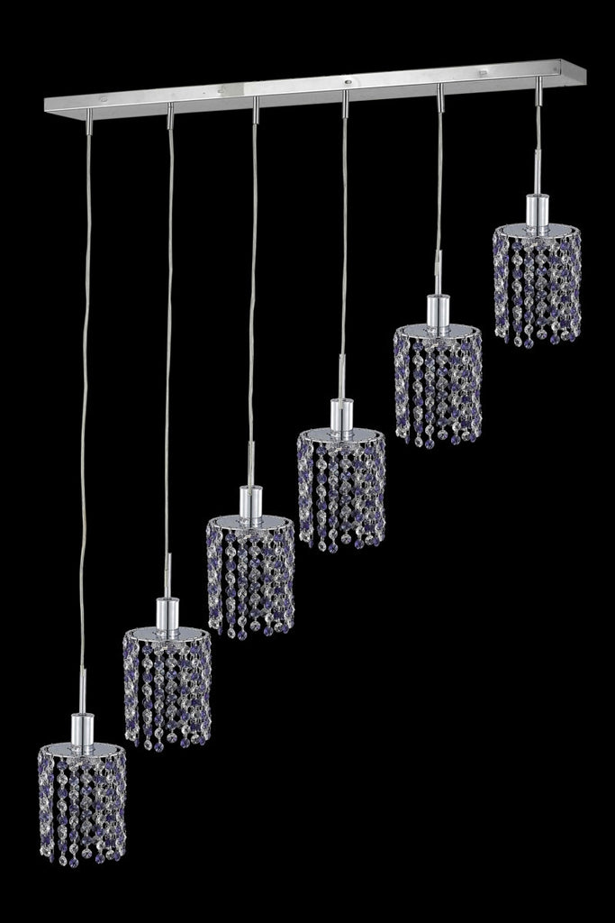 C121-1386D-O-R-TO/RC By Elegant Lighting Mini Collection 6 Light Chandeliers Chrome Finish