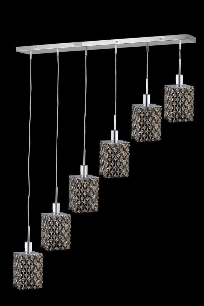 C121-1386D-O-S-GT/RC By Elegant Lighting Mini Collection 6 Light Chandeliers Chrome Finish
