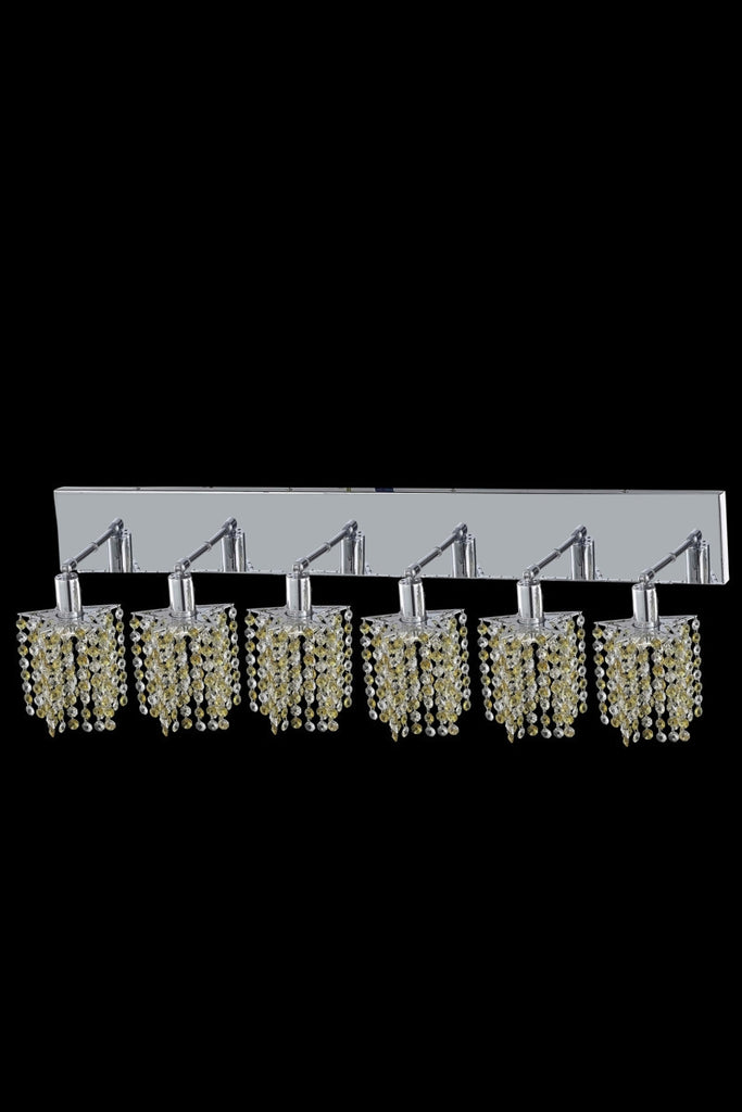 C121-1386W-O-P-GT/RC By Elegant Lighting Mini Collection 6 Light Wall Sconces Chrome Finish