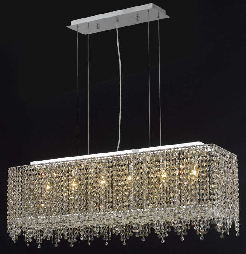 C121-1391D38C-RO/RC By Elegant Lighting Moda Collection 6 Light Chandeliers Chrome Finish