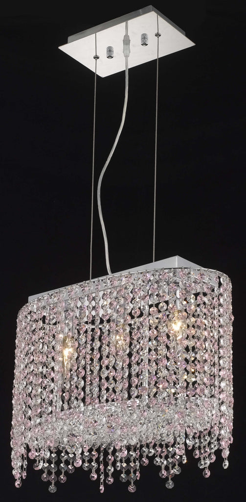 C121-1392D18C-JT/RC By Elegant Lighting Moda Collection 3 Light Chandeliers Chrome Finish