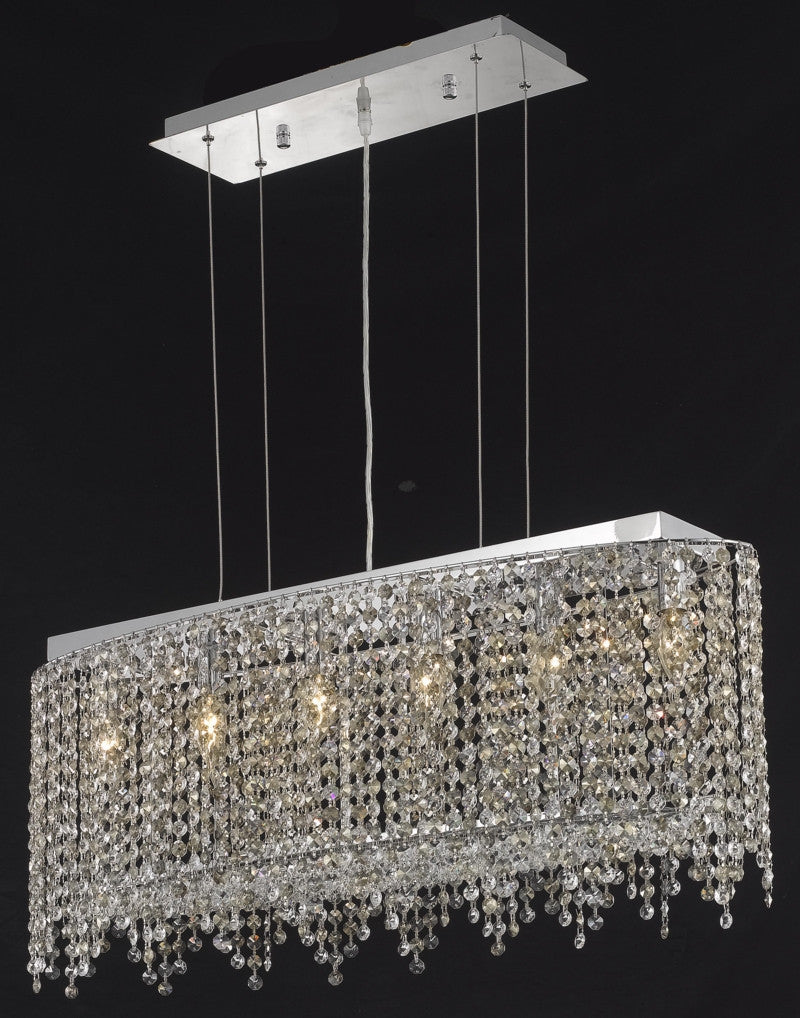 C121-1392D32C-CL/RC By Elegant Lighting Moda Collection 6 Light Chandeliers Chrome Finish