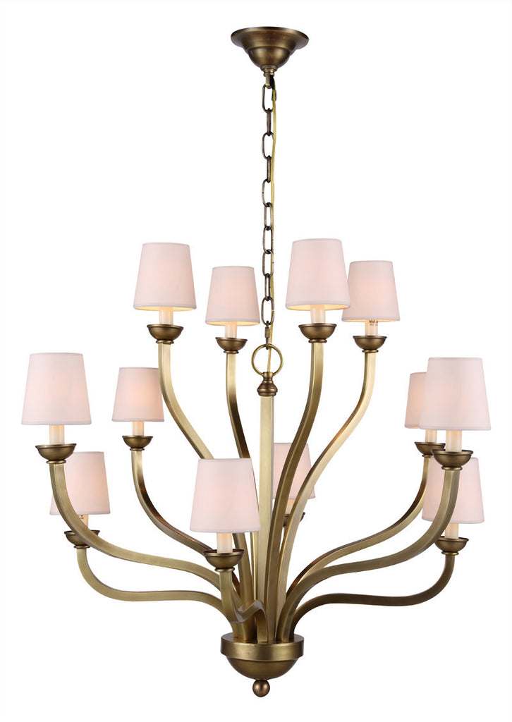 C121-1400D34BB By Elegant Lighting - Vineland Collection Burnished Brass Finish 12 Lights Pendant lamp