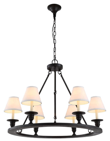 C121-1402D32VB By Elegant Lighting - Chester Collection Vintage Bronze Finish 6 Lights Pendant lamp