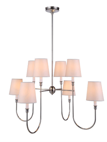 C121-1411G36PN By Elegant Lighting - Lancaster Collection Polished Silver Finish 8 Lights Pendant lamp