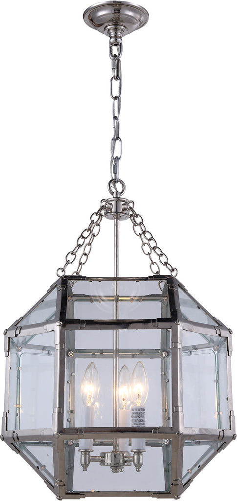 C121-1413D14PN By Elegant Lighting - Gordon Collection Polished Nickel Finish 3 Lights Pendant lamp