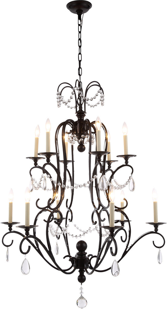 C121-1420D33VB By Elegant Lighting - Sarina Collection Vintage Bronze Finish 12 Lights Pendant Lamp