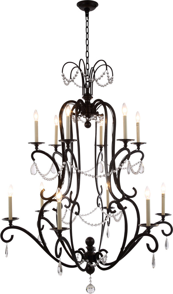 C121-1420G43VB By Elegant Lighting - Sarina Collection Vintage Bronze Finish 12 Lights Pendant Lamp