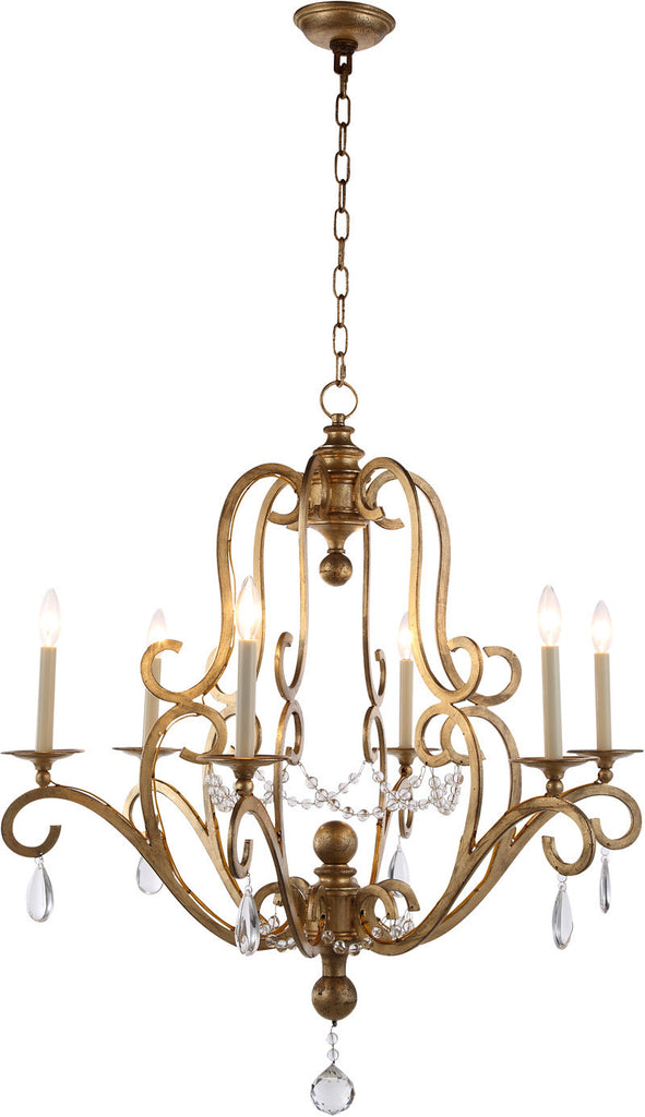 C121-1421D34GI By Elegant Lighting - Sarina Collection Golden Iron Finish 6 Lights Pendant Lamp