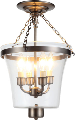 C121-1423F12VN By Elegant Lighting - Seneca Collection Vintage Nickel Finish 4 Lights Flush Mount