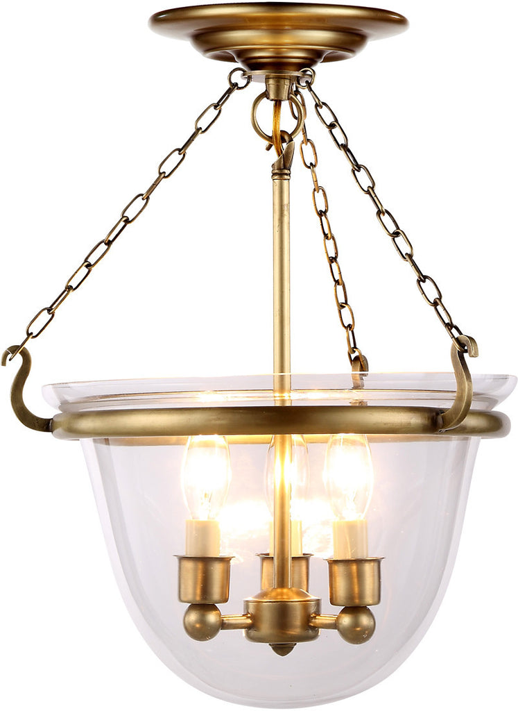 C121-1425F13BB By Elegant Lighting - Seneca Collection Burnished Brass Finish 3 Lights Flush Mount