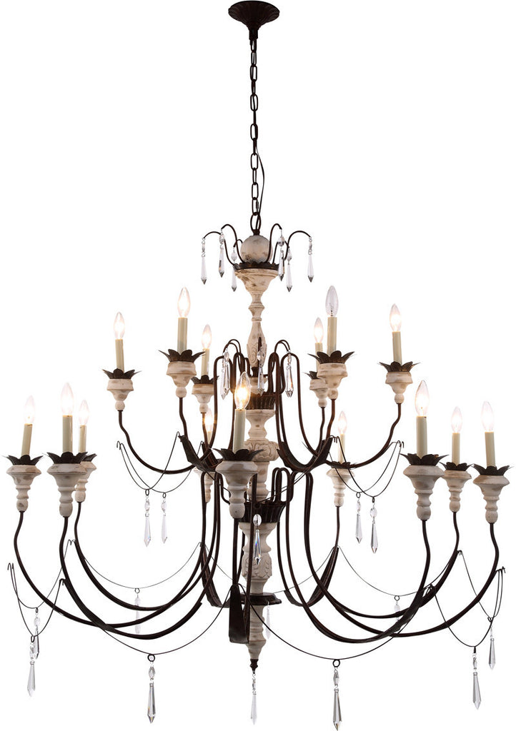 C121-1431D46AW By Elegant Lighting - Mystic Collection Antique White Finish 15 Lights Pendant Lamp