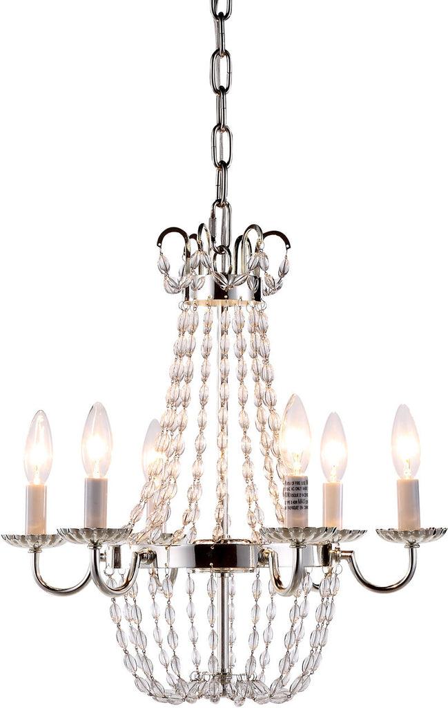 C121-1433D16SN By Elegant Lighting - Roma Collection Silver Nickel Finish 6 Lights Pendant Lamp