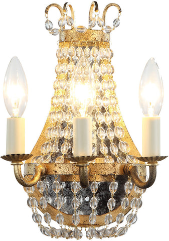 C121-1433W8GI By Elegant Lighting - Roma Collection Golden Iron Finish 3 Lights Wall Sconce