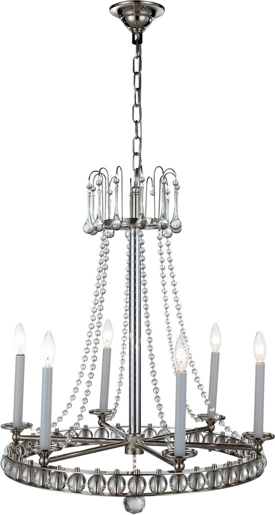 C121-1434D22PN By Elegant Lighting - Leonardo Collection Polished Nickel Finish 6 Lights Pendant Lamp