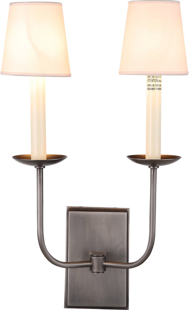 C121-1435W10VN By Elegant Lighting - Penelope Collection Vintage Nickel Finish 2 Lights Wall Sconce