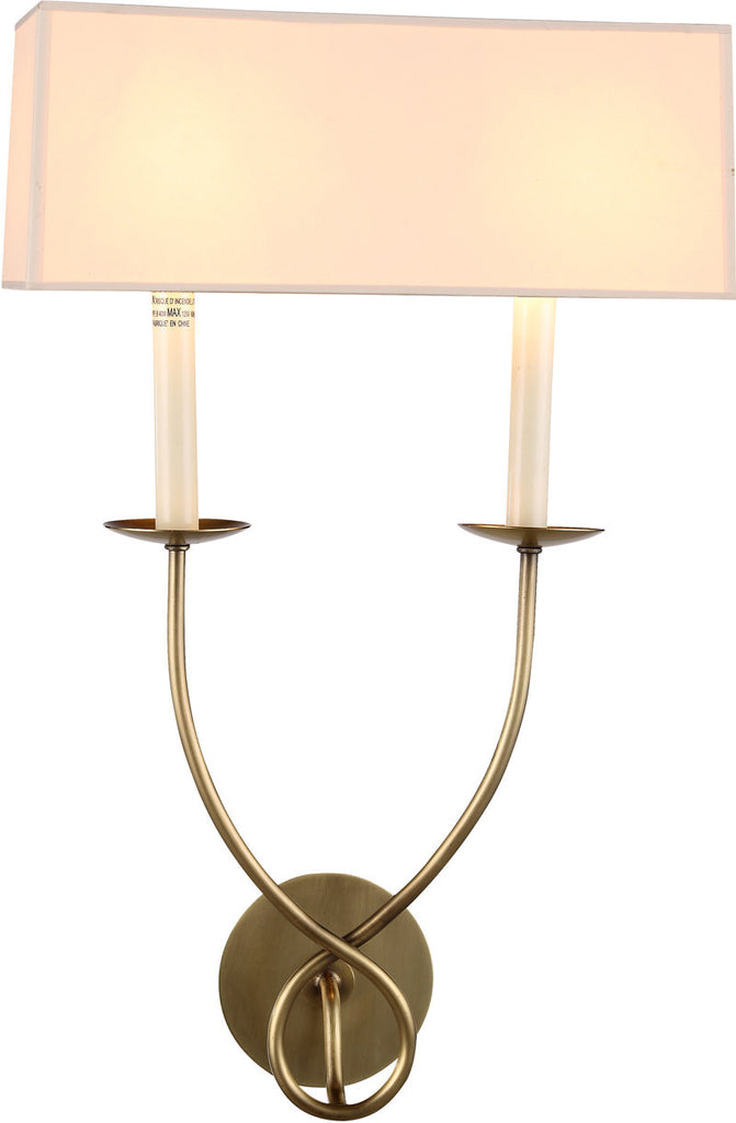 C121-1437W13BB By Elegant Lighting - Argyle Collection Burnished Brass Finish 2 Lights Wall Sconce