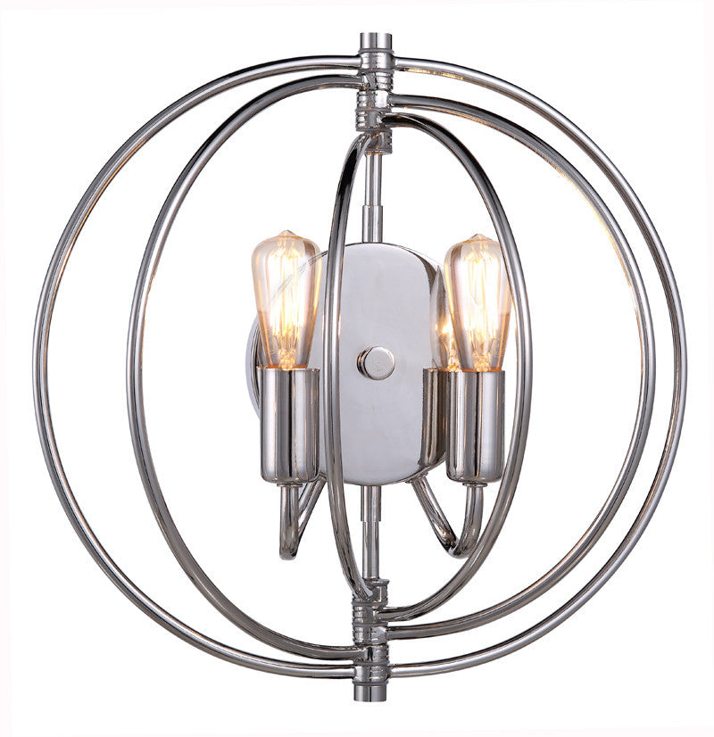 C121-1453W13PN By Elegant Lighting - Vienna Collection Polished Nickel Finish 2 Lights Wall Sconce
