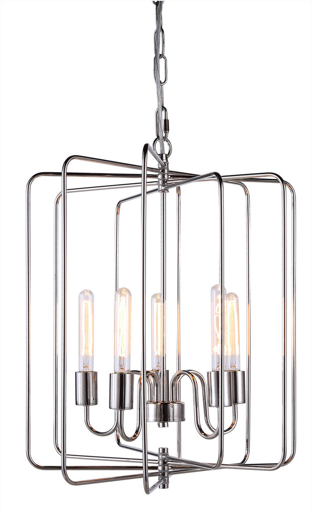 C121-1454D20PN By Elegant Lighting - Lewis Collection Polished Nickel Finish 5 Lights Pendant lamp