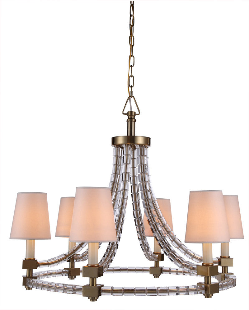C121-1460D29BB By Elegant Lighting - Cristal Collection Burnished Brass Finish 6 Lights Pendant lamp