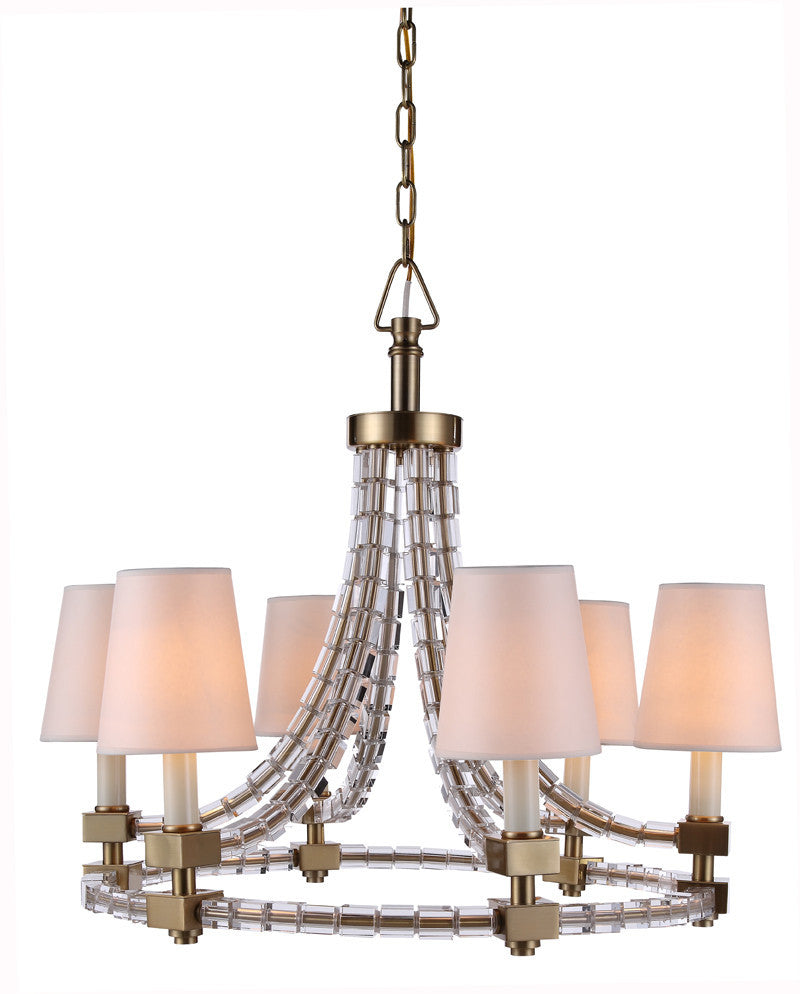 C121-1460D34BB By Elegant Lighting - Cristal Collection Burnished Brass Finish 6 Lights Pendant lamp