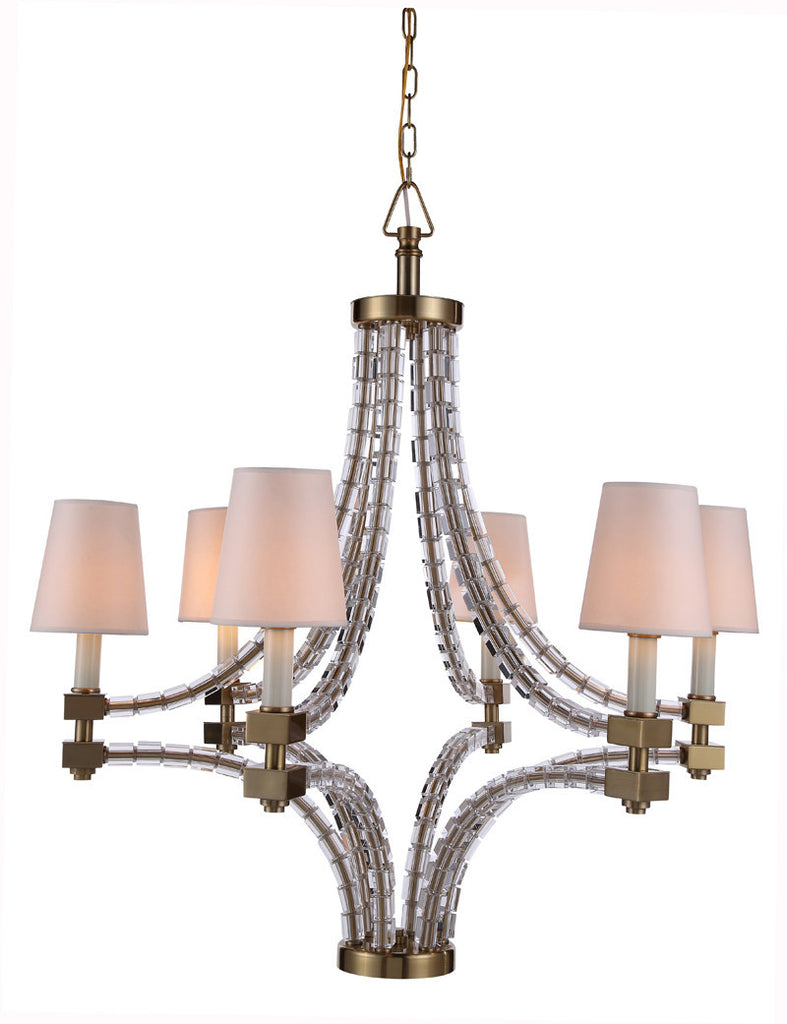 C121-1460D36BB By Elegant Lighting - Cristal Collection Burnished Brass Finish 6 Lights Pendant lamp