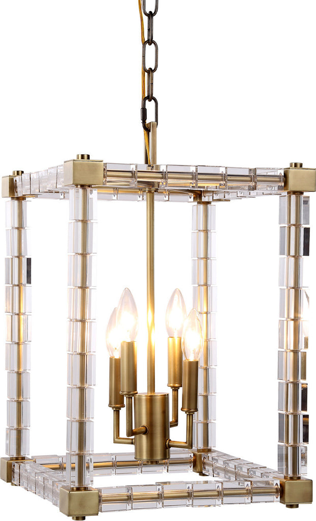 C121-1461D13BB By Elegant Lighting - Cristal Collection Burnished Brass Finish 4 Lights Pendant Lamp