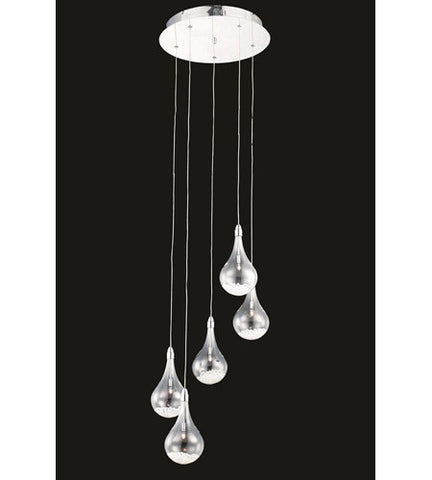 C121-2054D5R/RC By Elegant Lighting Edison Collection 5 Light Pendant Chrome Finish