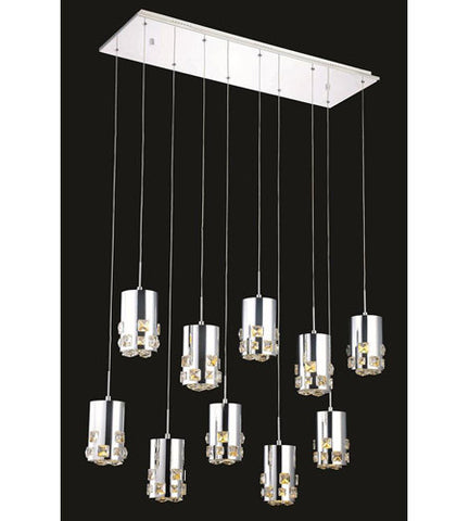 C121-2055D10O/RC By Elegant Lighting Broadway Collection 10 Light Pendant Chrome Finish