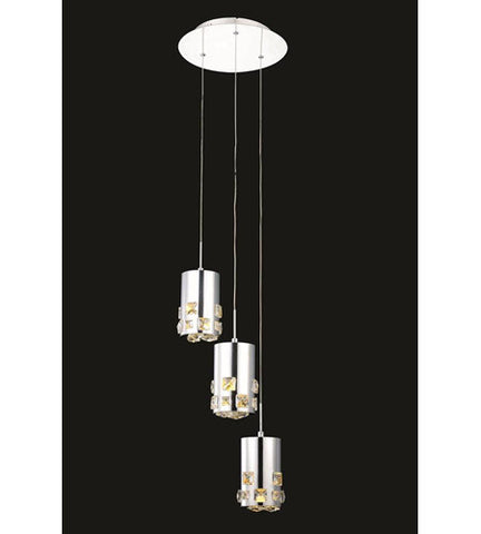 C121-2055D3R/RC By Elegant Lighting Broadway Collection 3 Light Pendant Chrome Finish