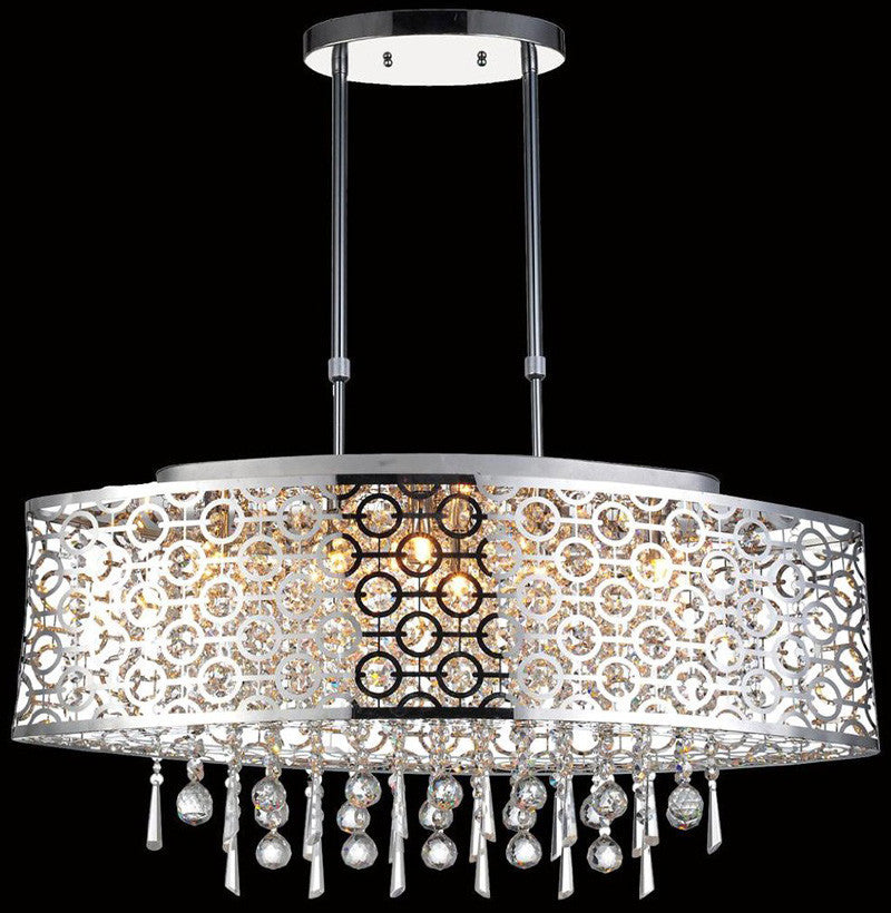 C121-2059D30C/RC By Elegant Lighting - Sterling Collection Chrome Finish 6 Lights Pendant lamp