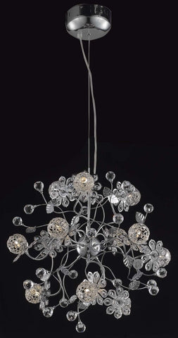 C121-2073D20C/EC By Elegant Lighting Iris Collection 12 Light Chandeliers Chrome Finish