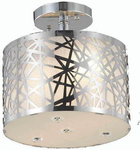 C121-2081F10C/RC By Elegant Lighting Prism Collection 2 Light Flush Mount Chrome Finish