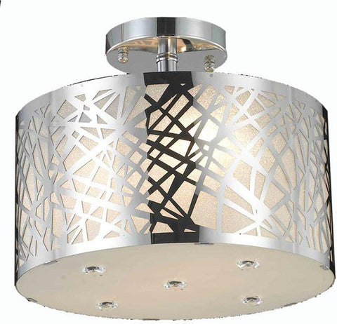 C121-2081F12C/RC By Elegant Lighting Prism Collection 2 Light Flush Mount Chrome Finish