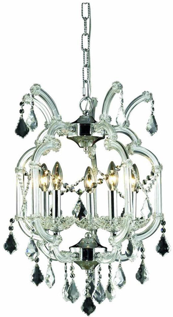 C121-2800D15C/RC By Elegant Lighting Maria Theresa Collection 5 Light Dining Room Chrome Finish