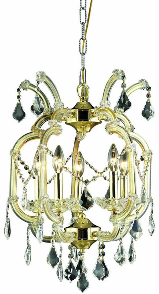 C121-2800D15G/RC By Elegant Lighting Maria Theresa Collection 5 Light Dining Room Gold Finish