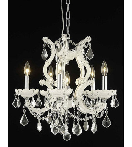 C121-2800D20WH/RC+SH-1R23S By Elegant Lighting Maria Theresa Collection 6 Light Dining Room White Finish