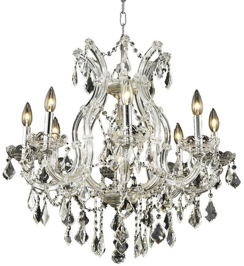 C121-2800D26C/RC+SH-1R6S By Elegant Lighting Maria Theresa Collection 9 Light Dining Room Chrome Finish