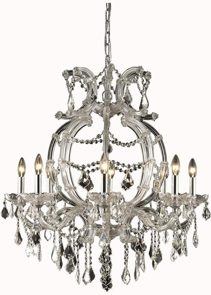 C121-2800D28C/EC By Elegant Lighting - Maria Theresa Collection Chrome Finish 8 Lights Dining Room