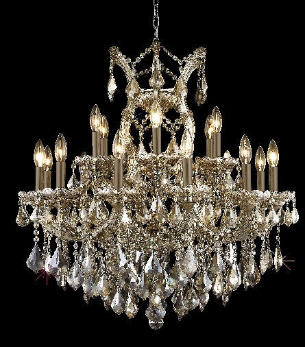 C121-2800D30GT-GT/RC By Elegant Lighting Maria Theresa Collection 19 Light Chandeliers Golden Teak Finish