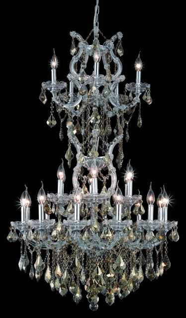 C121-2800D30SC-GT/RC By Elegant Lighting Maria Theresa Collection 25 Light Chandeliers Chrome Finish