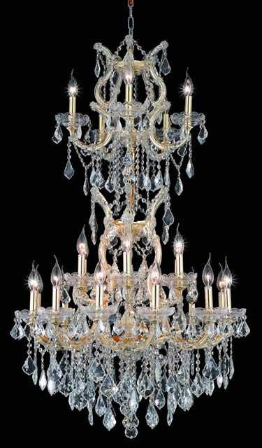 C121-2800D30SG/RC By Elegant Lighting Maria Theresa Collection 25 Light Chandeliers Gold Finish