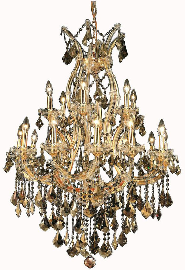 C121-2800D32G-GT/RC By Elegant Lighting Maria Theresa Collection 19 Light Dining Room Gold Finish
