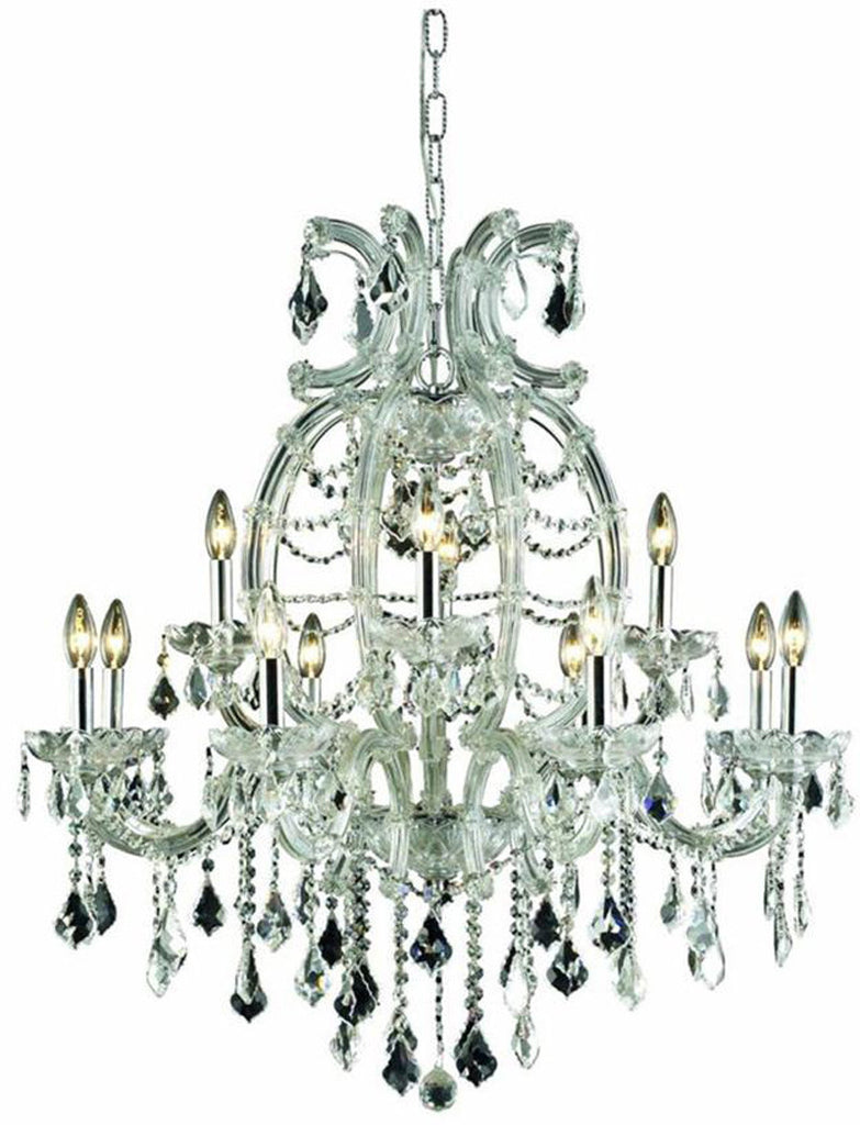 C121-2800D33C/EC By Elegant Lighting - Maria Theresa Collection Chrome Finish 12 Lights Dining Room