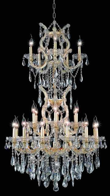 C121-2801D30SG/RC By Elegant Lighting Maria Theresa Collection 25 Light Chandeliers Gold Finish